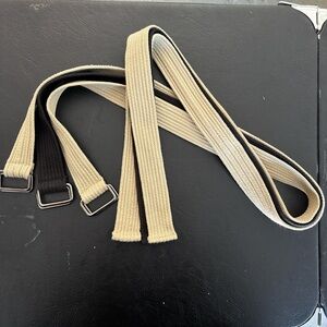 Tan and Black Adjustable Belts with Metal Hardware (3pc)